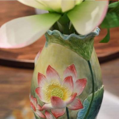 BÌNH THỦ CÔNG ĐẮP NỔI HOA SEN